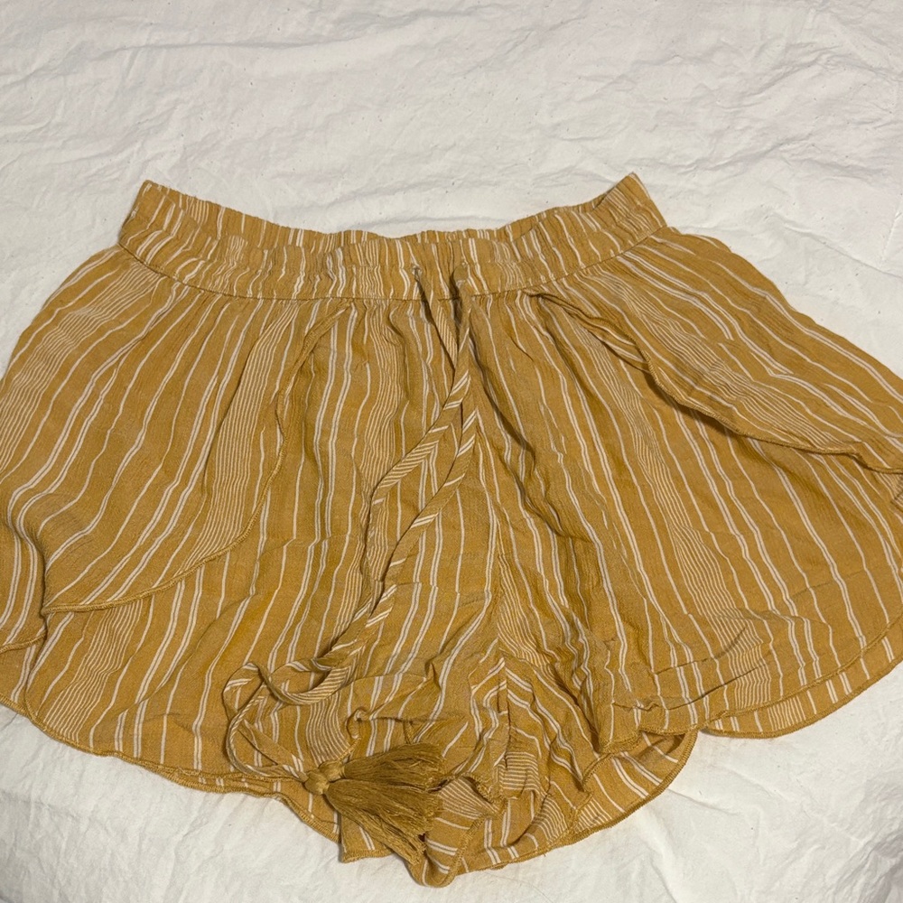 Striped Mustard Yellow flutter Shorts